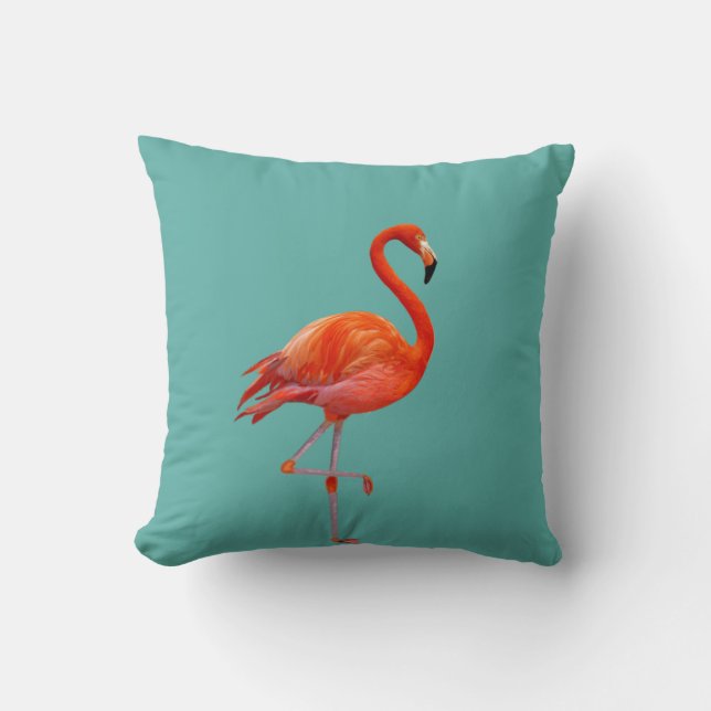 Flamingo på Teal Coral Rosa Kudde (Framsida)
