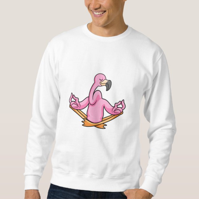 Flamingo på yoga i korsställning lång ärmad tröja (Framsida)
