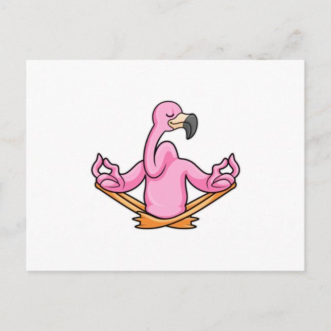 Flamingo på yoga i korsställning vykort (Framsida)