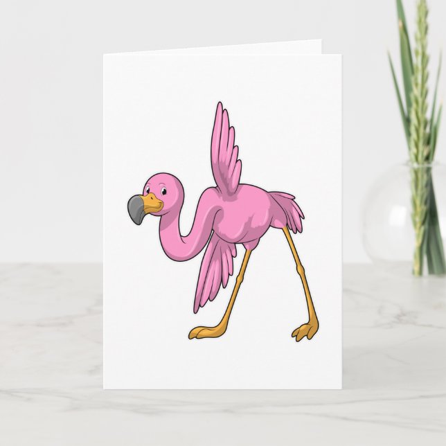 Flamingo på yogasträckningsövning kort (Framsida)