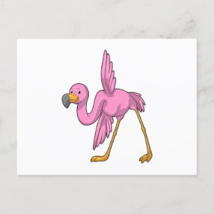 Flamingo på yogasträckningsövning vykort