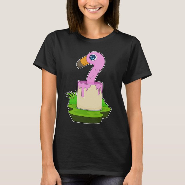 Flamingo Painter Paint-rutenfärg T Shirt (Framsida)
