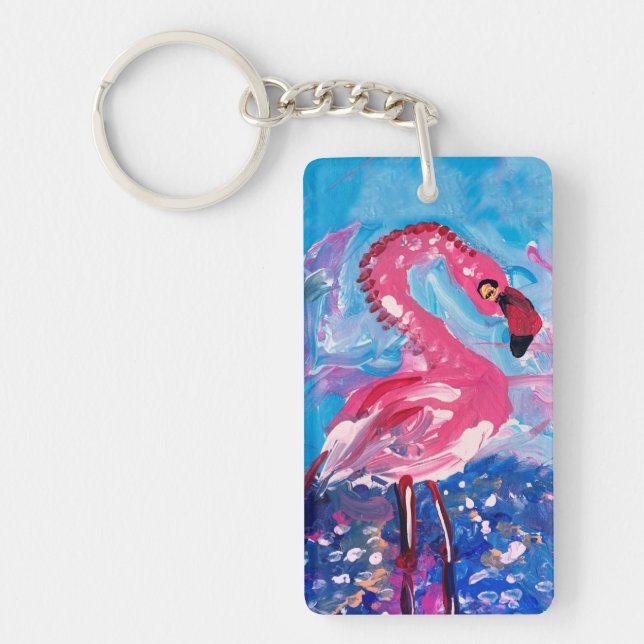 Flamingo Painting Nyckelring (Framsidan)