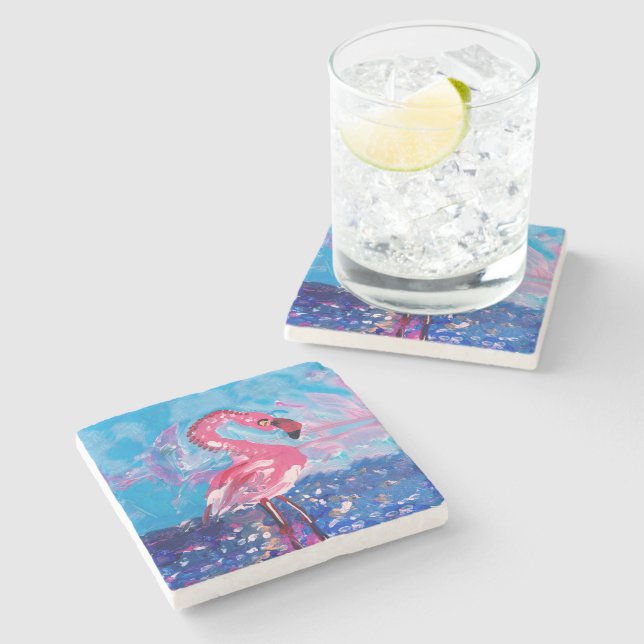 Flamingo Painting Stenunderlägg (Sidan)
