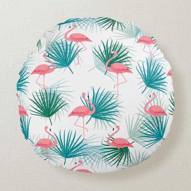 Flamingo Palms Kastkudde Rund Kudde (Framsidan)