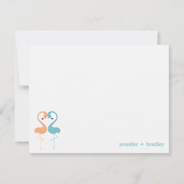 Flamingo Par Anpassade Platta Tacksamhetskort Inbjudningar (Framsida)