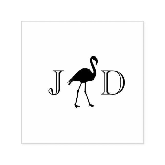 Flamingo Par Bröllop 2 Initialer Monogram #2 Självfärgande Stämpel (Design)