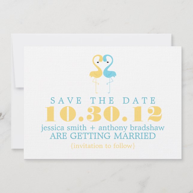 Flamingo Par Bröllop Save the Date Inbjudningar (Framsida)