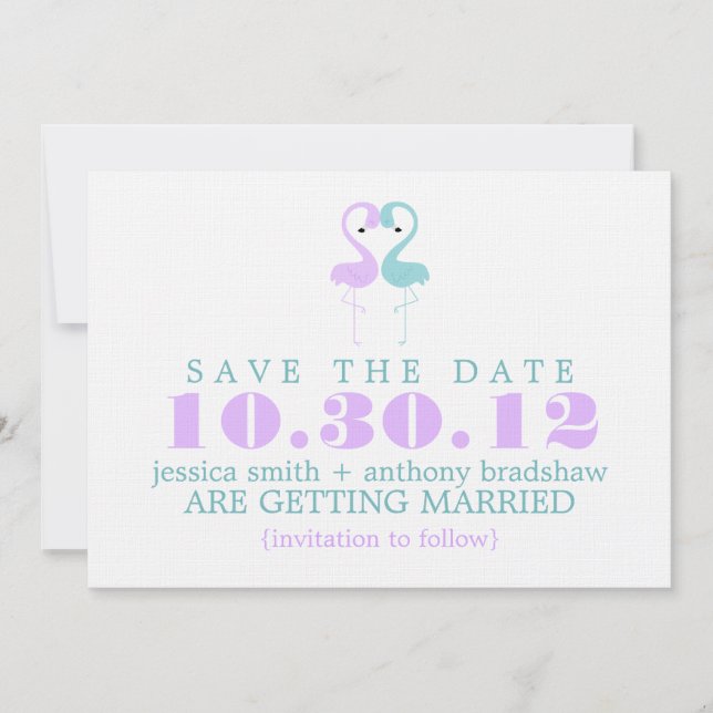 Flamingo Par Bröllop Save the Date Inbjudningar (Framsida)