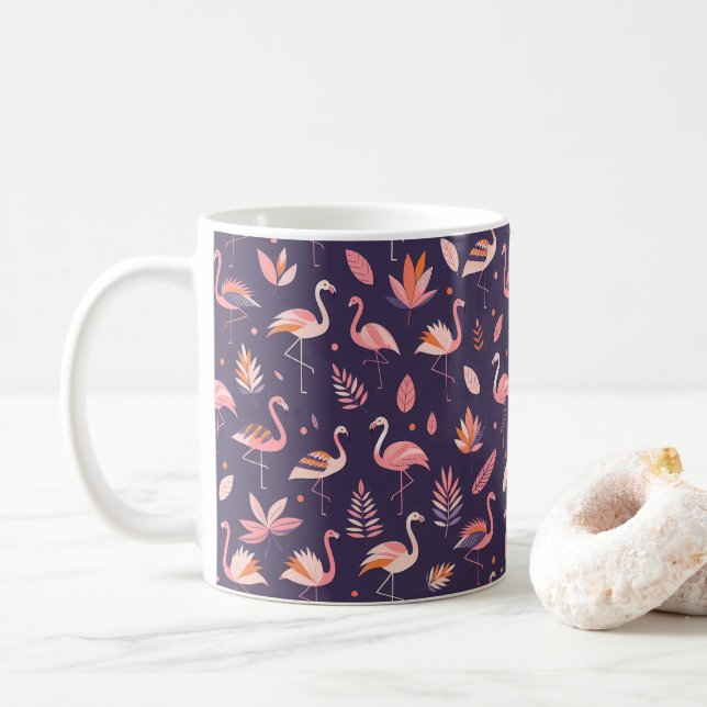 Flamingo Paradise Mönster Kaffemugg (Med munk)