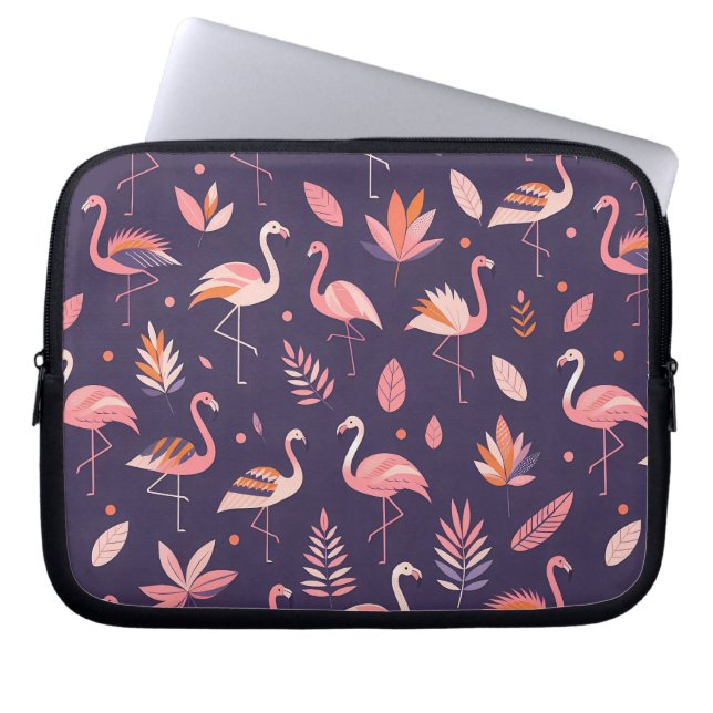 Flamingo Paradise Mönster Laptop Fodral (Framsidan)