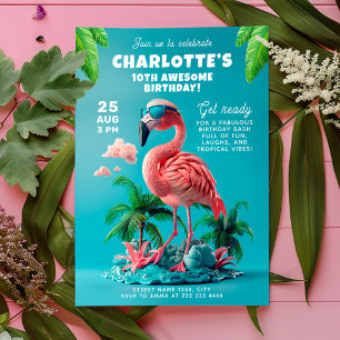 Flamingo Paradise Tropical Firande Bash Inbjudningar