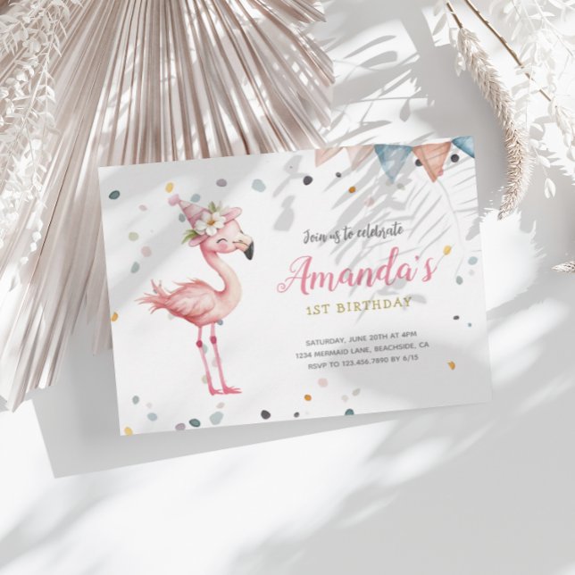 Flamingo Party Animals Rosa Birthday Call Anteckningskort (Skapare uppladdad)