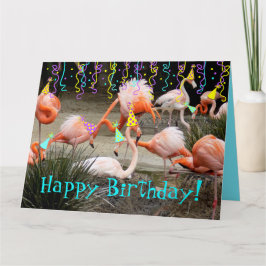Flamingo Party Birds Grattis på födelsedagen Card Kort