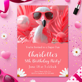 Flamingo Party Birthday för barn Inbjudningar
