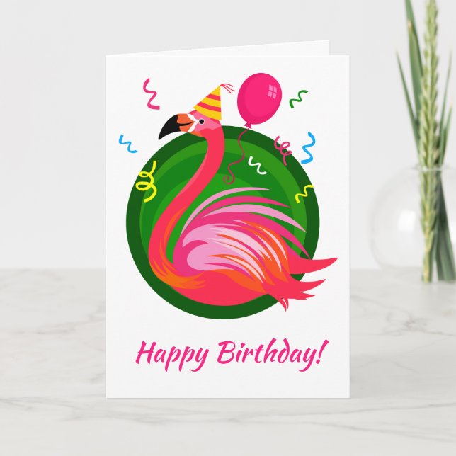 Flamingo Party Illustration Card Kort (Framsida)