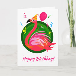 Flamingo Party Illustration Card Kort