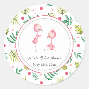 Flamingo Party Personlig Twillingars Baby Shower Runt Klistermärke