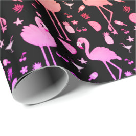 Flamingo Party Technicolor Wrapping Papper Presentpapper