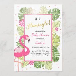 Flamingo party Tropical luau Baby dusch inbjudan