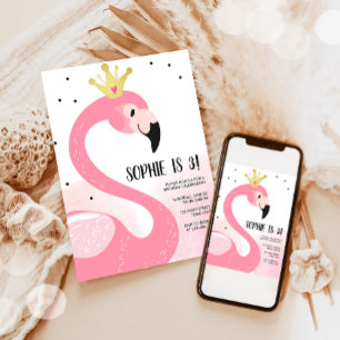 Flamingo party Tropical Rosa Guld Girl Birthday Inbjudningar
