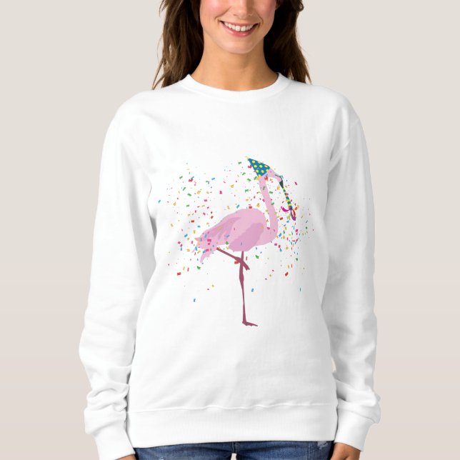 Flamingo Partying - Djur med Party T Shirt (Framsida)