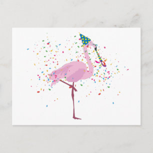 Flamingo Partying - Djur med Party Vykort