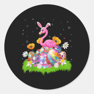 Flamingo Påskägg Hunt Bunny Ear Flamingo Påsk Runt Klistermärke