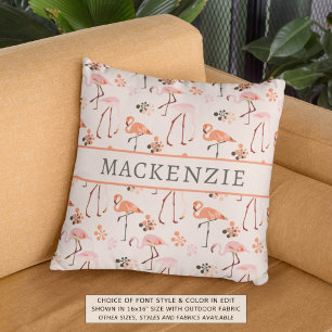 Flamingo Pattern Coral Rosa Namn Kudde
