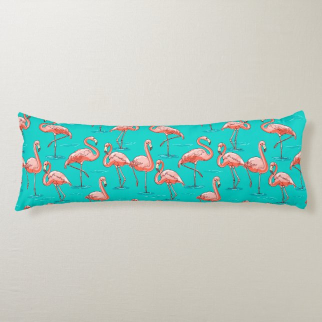 Flamingo Pattern Kroppskudde (Framsidan)