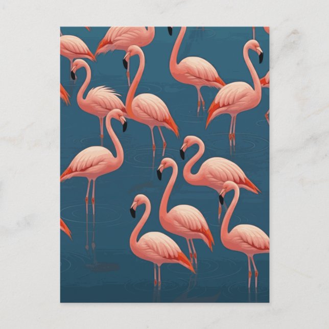 Flamingo Pattern Vykort (Framsida)