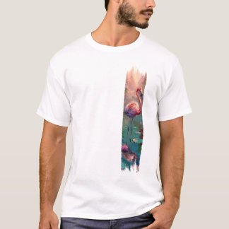 Flamingo penselmålning t shirt