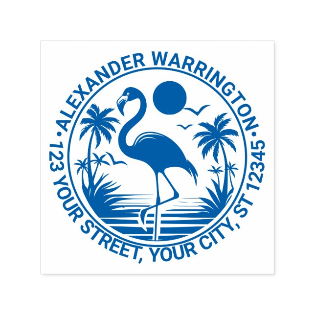 Flamingo Permanent, Handflatan Träd Namn Returadre Självfärgande Stämpel (Design)