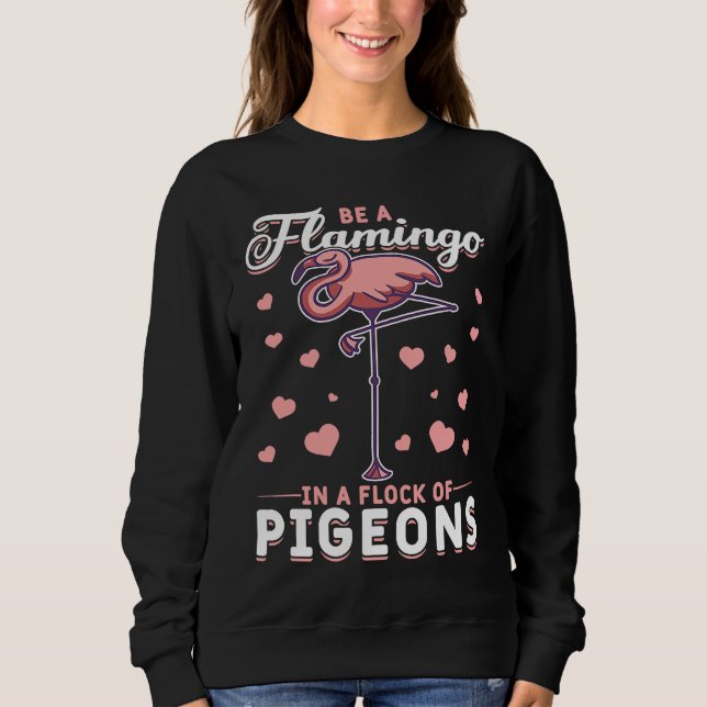Flamingo & Pigeon Dove Columbidae Birds T Shirt (Framsida)