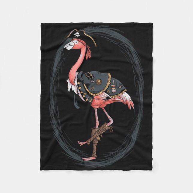 Flamingo Pirat Funny Halloween Costume Idea Fleecefilt (Framsidan)