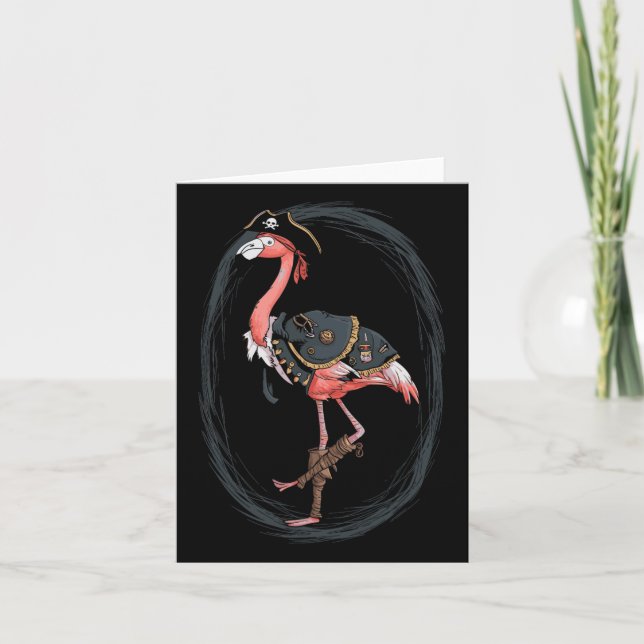Flamingo Pirat Funny Halloween Costume Idea Kort (Framsida)