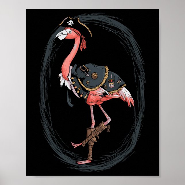 Flamingo Pirat Funny Halloween Costume Idea Poster (Framsidan)