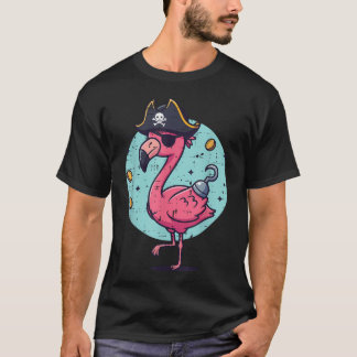 Flamingo Pirathatt Rolig Djur T Shirt