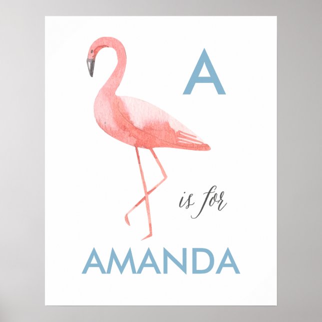 Flamingo plantskolekonst | BABY NAMN Poster (Framsidan)