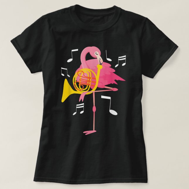 Flamingo Play Fransk Horn Player Fransk Hornist T Shirt (Design framsida)