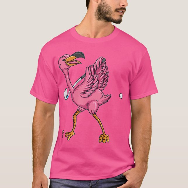 Flamingo Plays Golf Klubb Golf Boll Flamingo Älska T Shirt (Framsida)