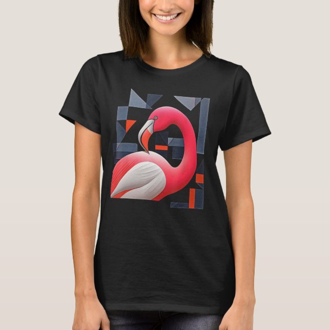 Flamingo Polygon Artwork Animal Motif Flamingo T Shirt (Framsida)