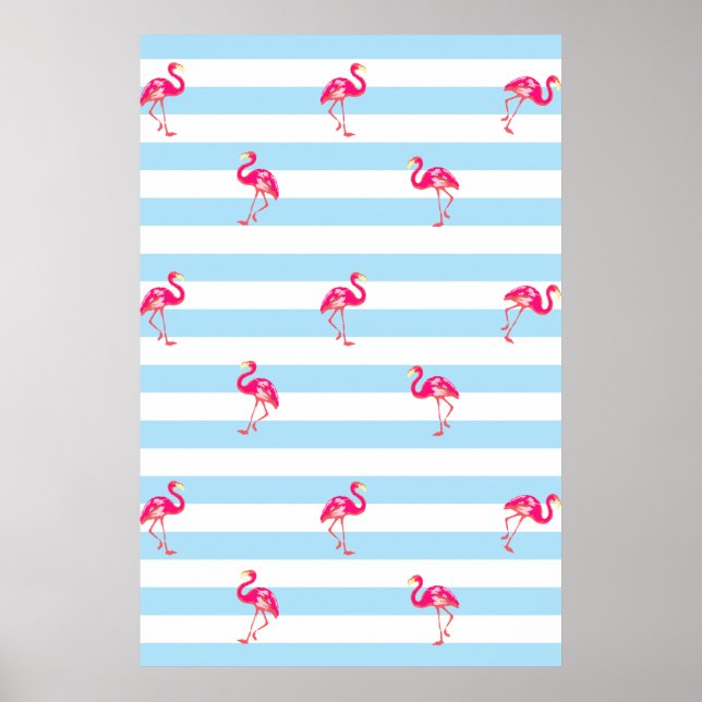 Flamingo poster, Flamingomönster, poster fåglar. (Framsidan)