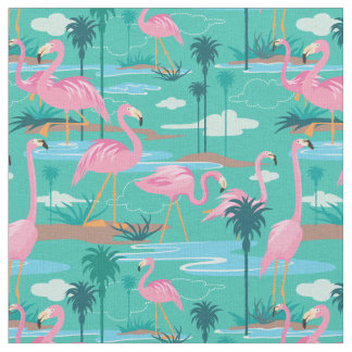 Flamingo Print Fabric Tyg