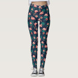 Flamingo Print, Rosa Hibiscus Tropical Flower Leggings<br><div class="desc">Söta topparna med rosa flamingos och tropisk rosa hibiscus blommor.  Perfekt för en semester på stranden,  workout eller bära av daglig roligt.</div>