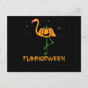 Flamingo  Pumpa Halloween Flamingoween Fågel Rosa Inbjudan Vykort