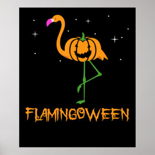 Flamingo Pumpkin Halloween Flamingoween Bird-Rosa Poster