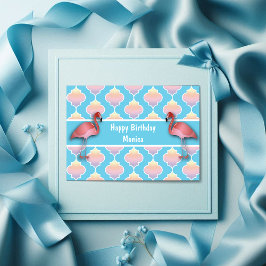 Flamingo Quatrefoil Birthday Kort