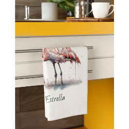 Flamingo Radiance: Tropical Watercolor, anpassning Kökshandduk