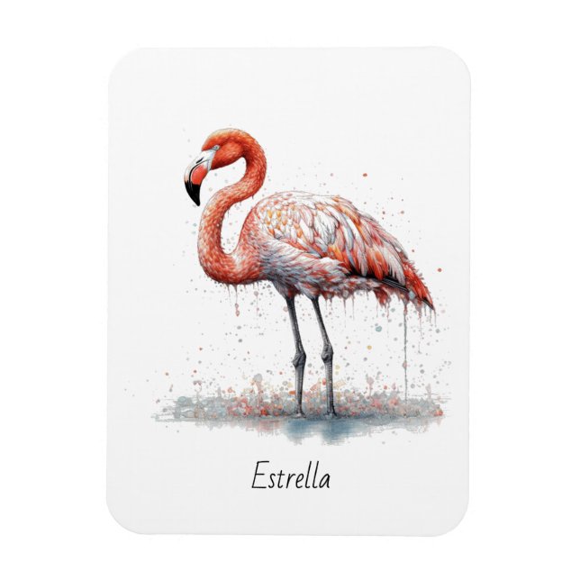 Flamingo Radiance: Watercolor Flamingo, anpassning Magnet (Vertikal)